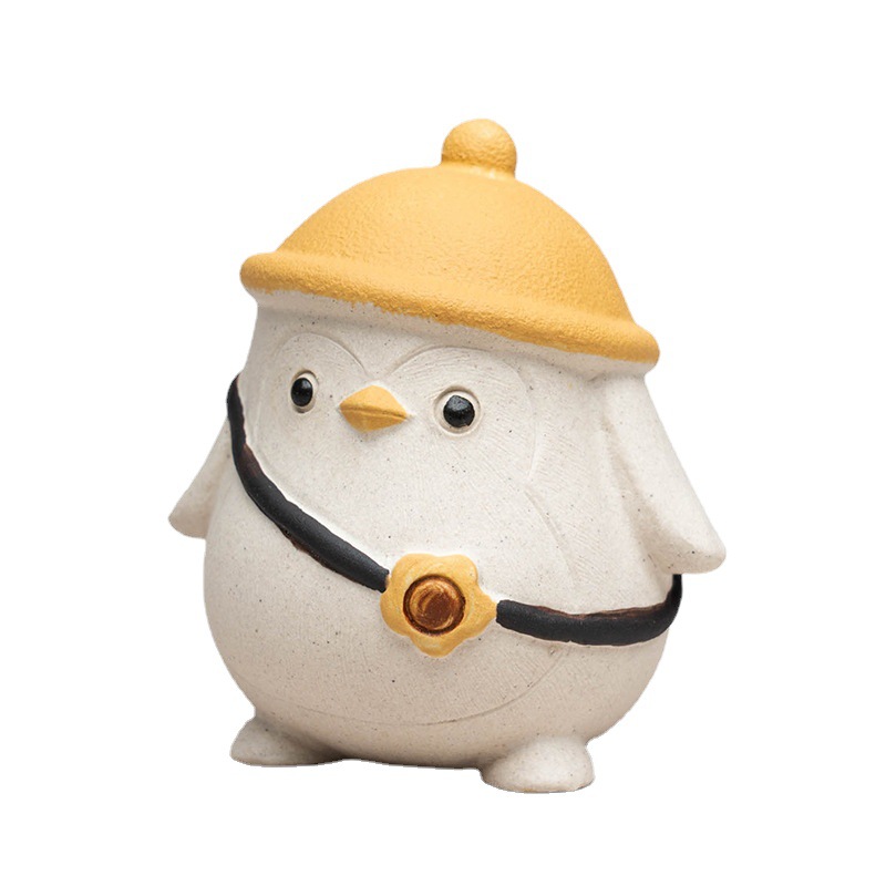 Đồ trang trí thú cưng trà chim cánh cụt cát tím, đồ trang trí khay trà có thể nâng cao tinh tế, đồ trang trí khay trà thủ công mỏ gốc Yixing, trà đạo Kung Fu