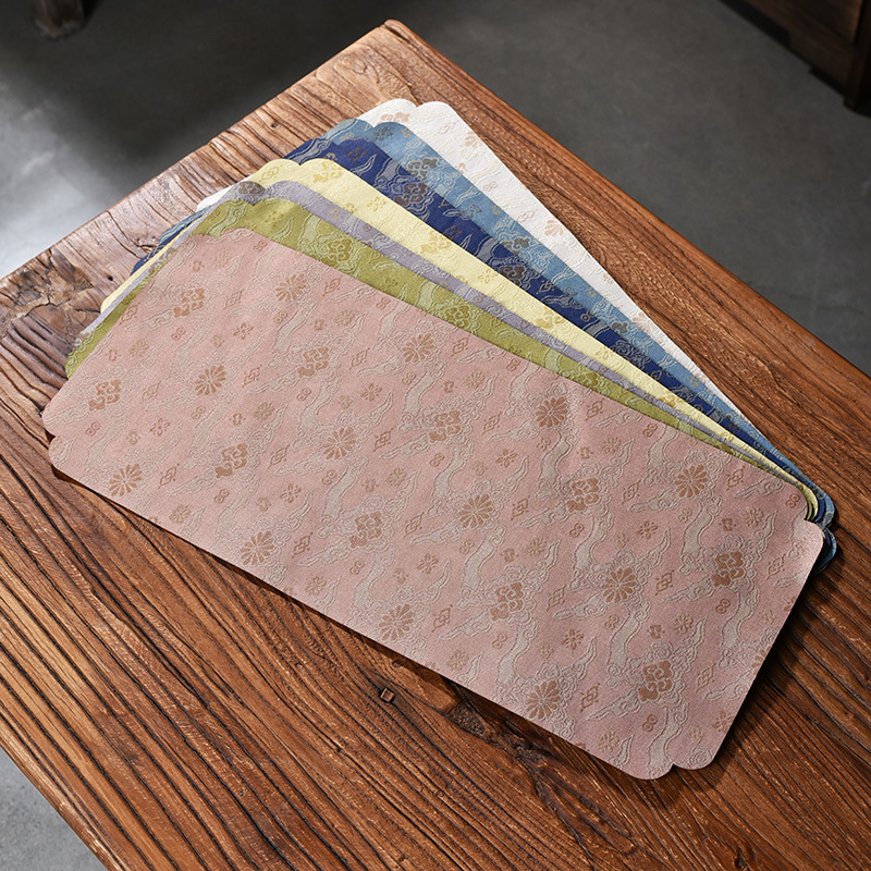 Tấm lót khay trà tấm lót nhỏ chống thấm nước bàn trà pha khô trải trà Jacquard cửa hàng trà Yunjin tấm lót ấm trà Thiền nghệ thuật vải