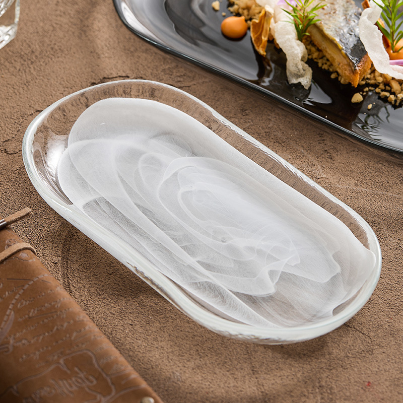 Đĩa thủy tinh nhập khẩu Thổ Nhĩ Kỳ ARDACAM Đĩa gia dụng Đĩa hình bầu dục sang trọng nhẹ hiện đại Đĩa trái cây