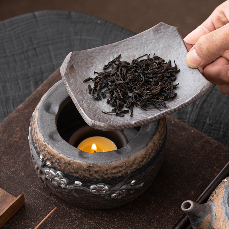 Bộ trà nướng bằng gốm thô Hanmei Bộ trà cổ điển nhỏ trong nhà và ngoài trời có thể đun nóng trên lửa