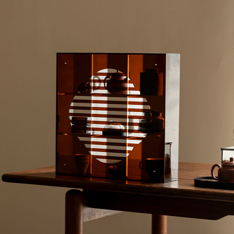 Acrylic màu nâu để bàn có giá để đồ bộ ấm trà ấm trà trưng bày có giá cổ có thể treo trên tường