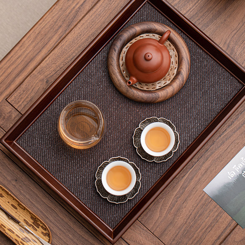 Khay tre và mây hình chữ nhật hộ gia đình đơn giản khay bong bóng khô khay trà Bộ trà Trung Quốc cốc nước khay đựng