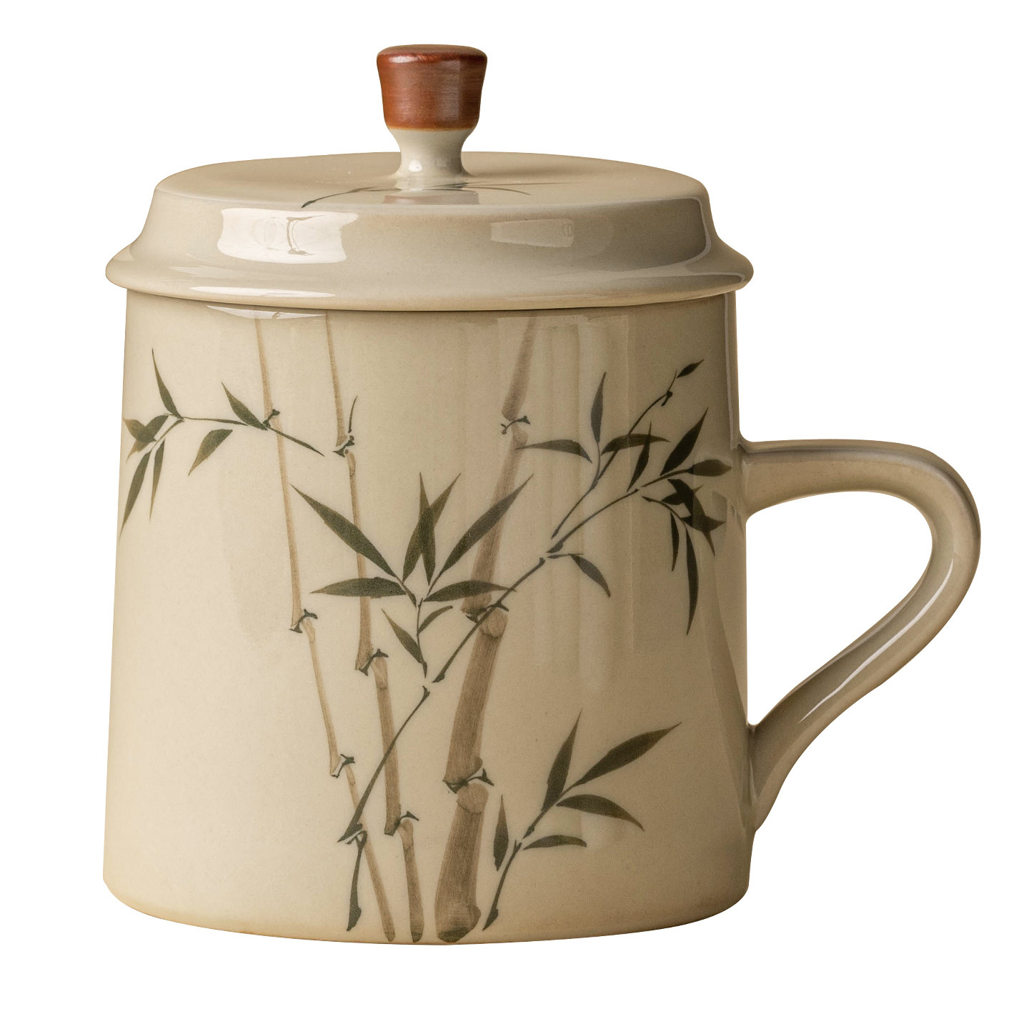 Ly sứ uống trà, cốc nước văn phòng hình măng tây xanh ngọc vẽ tay, cốc uống nước gia dụng dung tích lớn