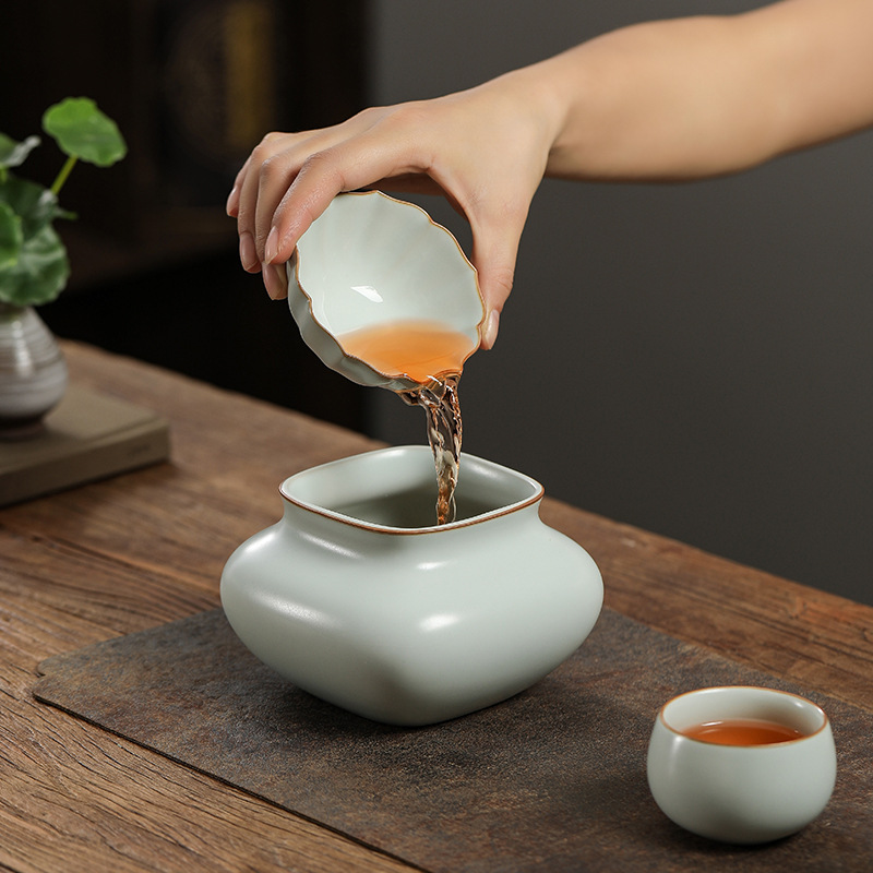 Đồ sứ vĩnh cửu, bình rửa trà lò Ru, bát đựng nước Jianshui, bát đựng đồ gia dụng, cốc mở gốm sứ, phụ kiện bộ trà Kung Fu