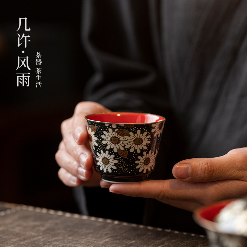 Tách trà hoa cúc nhỏ bằng vàng và bạc sai bộ trà kungfu cốc chủ nhân tách trà cá nhân cốc trà nhỏ nữ quà lưu niệm
