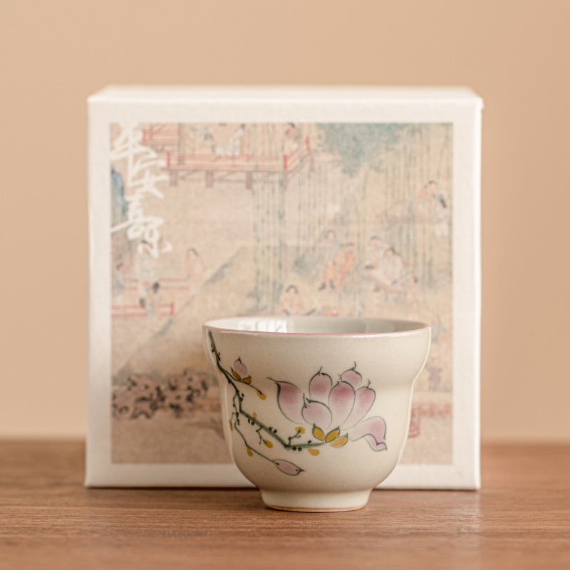 Cốc cao vẽ tay, cốc chủ nhân, cốc uống trà cá nhân bằng gốm, cốc đơn, Bộ trà Kung Fu gia dụng cao cấp, cốc trà nhỏ
