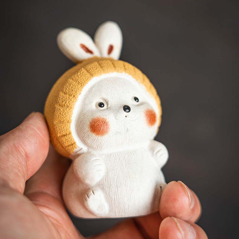 Đồ trang trí nhỏ bằng gốm thỏ 12 cung hoàng đạo trà tử sa đồ chơi trà phong cách Nhật Bản sáng tạo phụ kiện Bộ trà dễ thương thủ công