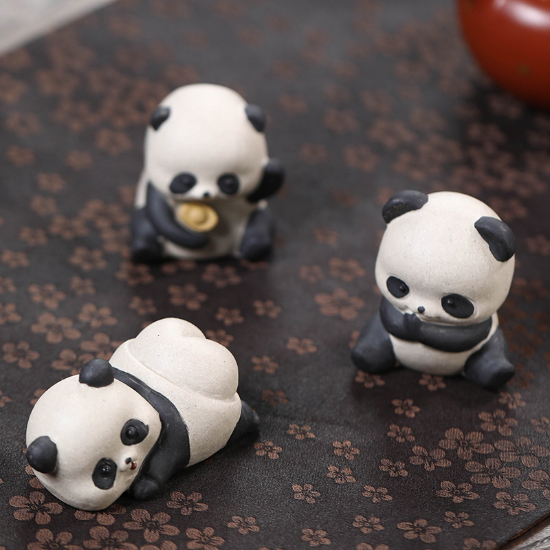 Đồ trang trí thú cưng trà gấu trúc tử sa trang trí bàn trà đáng yêu Phụ Kiện Bộ trà sáng tạo đồ trang trí bàn làm việc