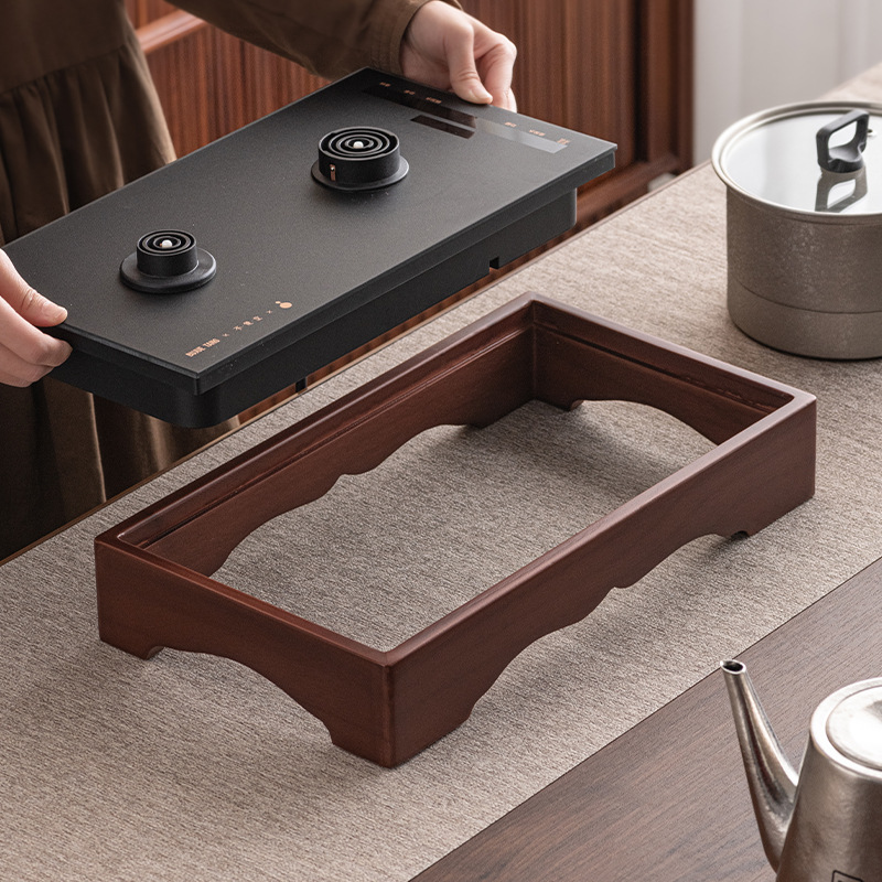 Khung bếp trà điện bằng gỗ óc chó Khung gỗ rắn 39,5*22,5 Bàn trà nhúng Khung đứng điện từ