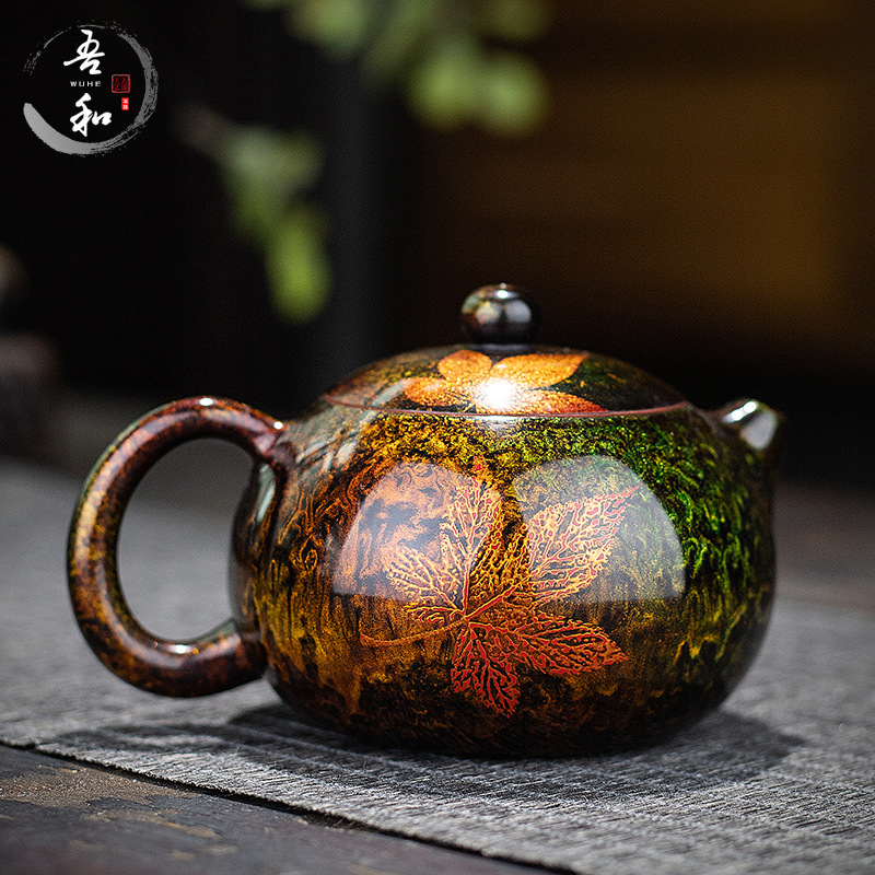 Suyuan bộ ấm trà sơn mài Phúc Châu sơn mài thủ công lá phong ấm trà cát tím hộ gia đình Trung Quốc ấm trà Xishi nồi
