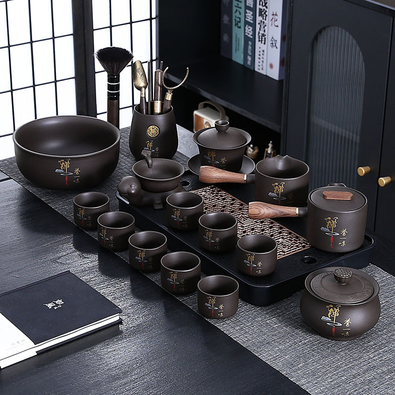Bộ ấm trà Kung Fu Tử Sa, ấm trà gốm sứ pha trà văn phòng phòng phòng khách kiểu Trung Quốc, hộp quà cao cấp