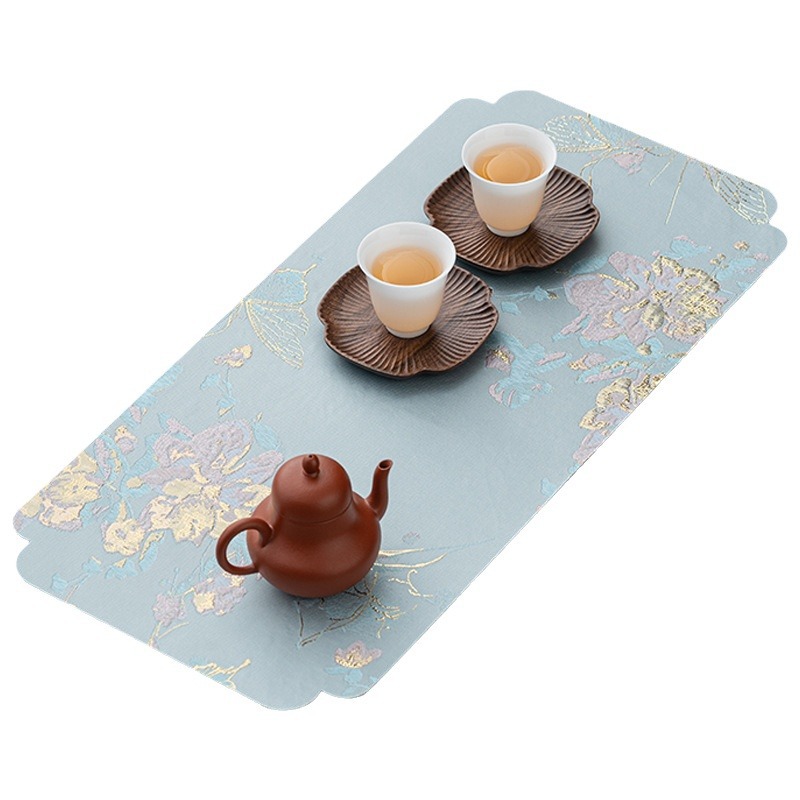 Tấm lót bàn trà khô hai mặt dệt vàng nổi Tấm lót bàn trà khô