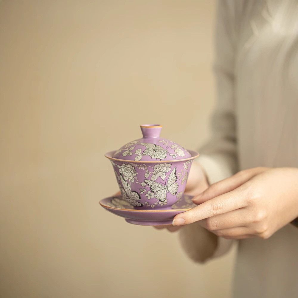 Bát phủ ba tài giả thời nhà Tống Ru Kiln Bát trà gốm sứ gia dụng dành cho một người Bộ trà Gongfu.