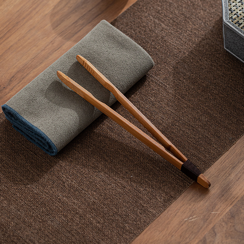 Kẹp trà tre kẹp cốc sợi kẹp tách trà cacbon phụ kiện trà đạo 6 quý ông chất lượng tốt