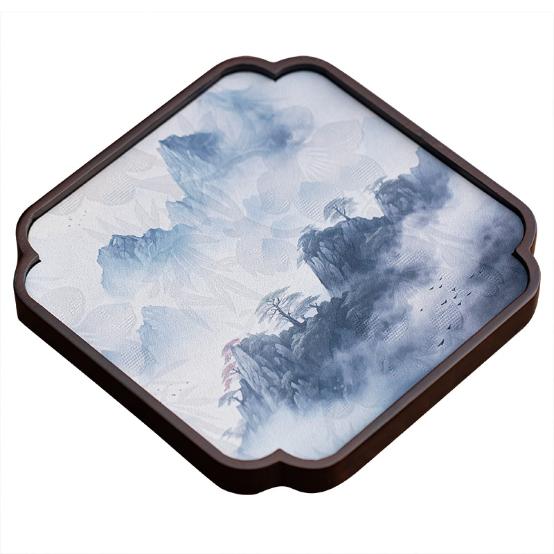 Đám mây lụa đôi tre khay kiểu Trung Quốc khô bong bóng khay nhà retro khay trà retro vuông khay trà chống thấm nước giữ nồi