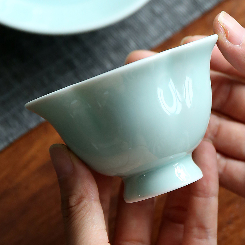Gốm sứ chống Songying Qingkui miệng chén trà chén trà hình hoa sen chén chủ nhân chén trà chén trà cốc trà