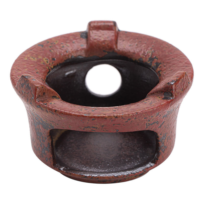 Ấm trà gốm mộc mạc cổ điển có đế sưởi bằng nến để sử dụng tại nhà và văn phòng