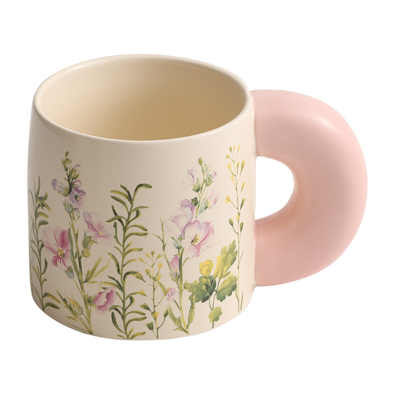 Cốc gốm tai to cốc mug giá trị cao cho nữ cốc uống nước mùa hè gia dụng cốc văn phòng cặp đôi cốc cà phê
