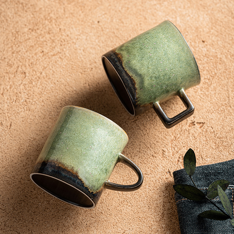 Bộ cốc cà phê gốm sứ cổ điển lò nung thay đổi cốc uống nước cổ điển cốc cặp cốc cặp đôi hộp quà một cặp LOGO