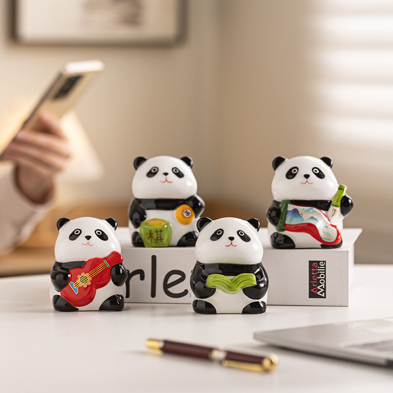 Mèo may mắn Gốm sứ Panda Tài lộc Dễ thương Trang trí Hình tượng Âm nhạc Cờ vua Tranh Trang trí Lối vào Phòng khách Trang trí trưng bày.