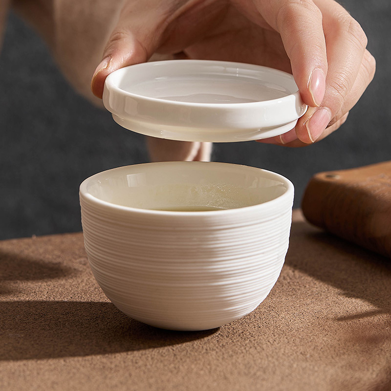 Bát sữa chua gốm sứ vẽ, bát đựng trứng bổ sung, bát tráng miệng gia dụng, bát canh sáng tạo, bát chấm trứng hấp nhỏ có nắp