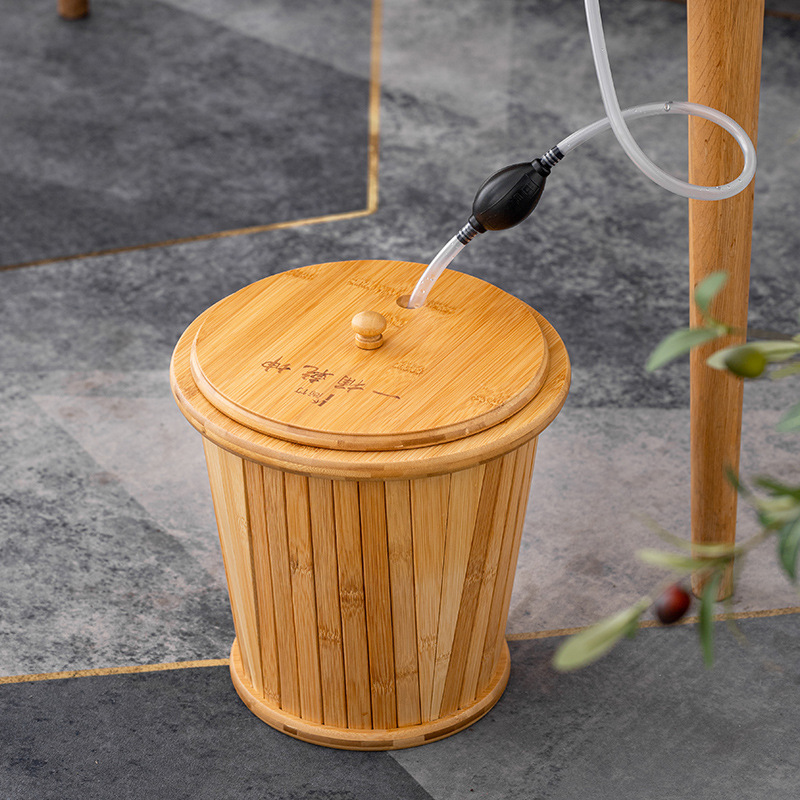 Thùng trà gỗ đặc Thùng trà tre Thùng lọc rác trà Thùng thoát phụ kiện trà đạo Kung Fu Thùng nước thải gia dụng