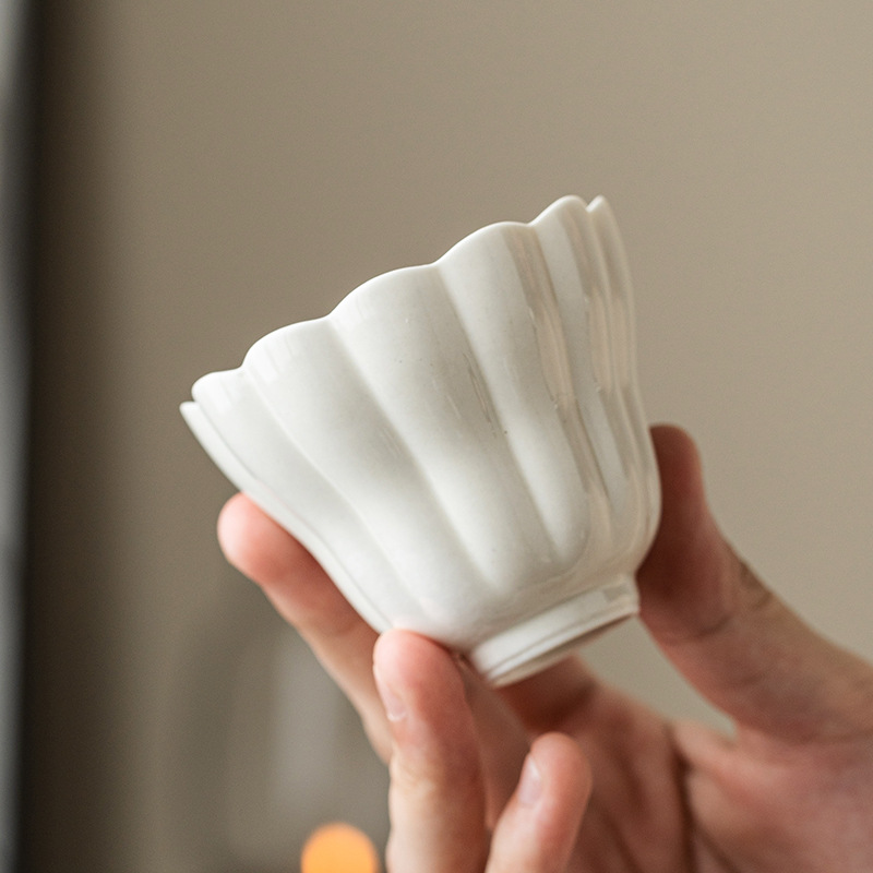 Cốc chủ nhân ren xám thực vật cốc đơn cốc uống trà gốm sứ dụng cụ trà kungfu Trung Quốc cốc trà thơm cốc trà đơn giản