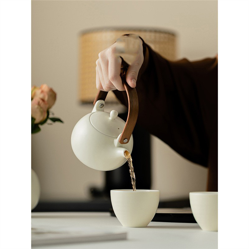 Ấm pha trà mini gốm sứ thủ công phong cách Nhật Bản ấm trà chùm trà kiểu kem ấm trà chiều dung tích lớn