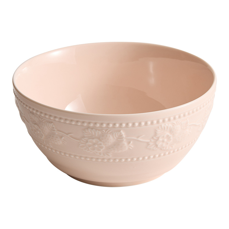 Bộ bát chạm nổi Bộ bát đĩa tráng men màu Bộ bát đĩa gốm sứ sáng tạo giá trị cao