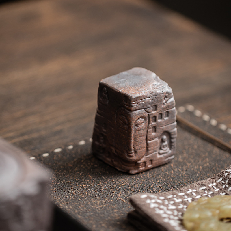 Nắp đậy bóng thiền bùn đá cũ, giá đỡ nắp ấm gia dụng bằng gốm sứ, phụ kiện bộ trà kungfu, đồ trang trí để bàn, thú trà chơi trà