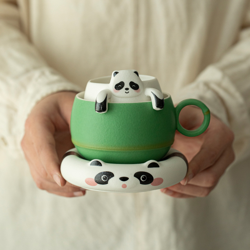 Chupu Panda Tách trà Tách trà Trà gốm Tách trà có nắp Cốc cà phê sáng tạo Cốc nước Quà lưu niệm