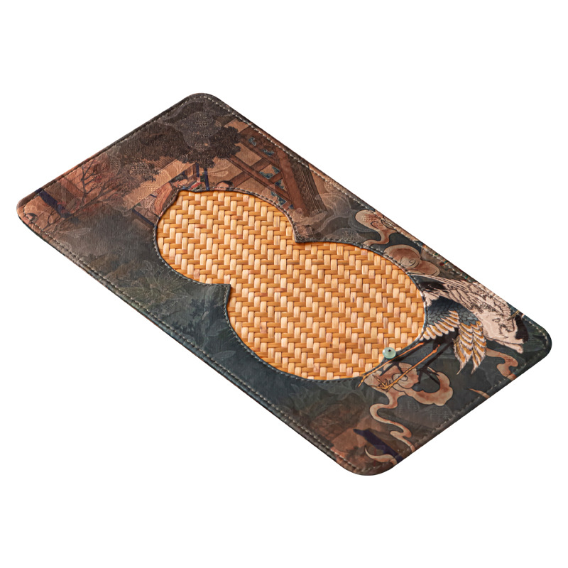 Thảm trà chiếu trúc, thảm trà, thảm bàn ăn, tấm tre, rèm trà trúc viền, thảm ăn cỡ lớn, phụ kiện trà đạo, bộ trà kungfu