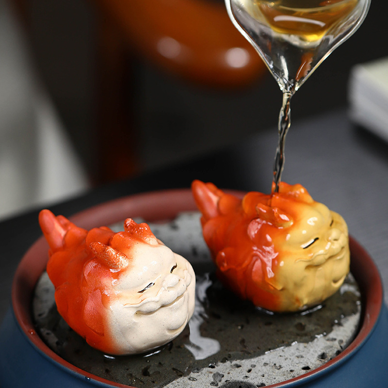 Đồ trang trí thú cưng trà thanh long dễ thương cát Tím sáng tạo dụng cụ pha trà cao cấp có thể nâng cao bàn trà đồ trang trí bàn trà