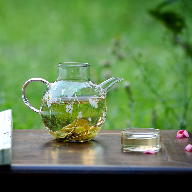 Ấm trà thủy tinh borosilicate cao Huazhao Ấm trà nhỏ dành cho một người có dung tích nhỏ và bộ lọc để pha trà xanh Ấm trà đặc biệt