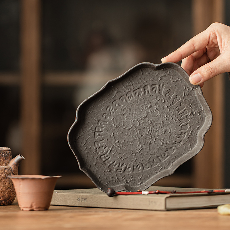 Chậu sen sen bùn đá cũ khay đựng nước gốm thô khay đựng trà kiểu Trung Quốc cổ điển khay trà bàn trà phụ kiện khay trà