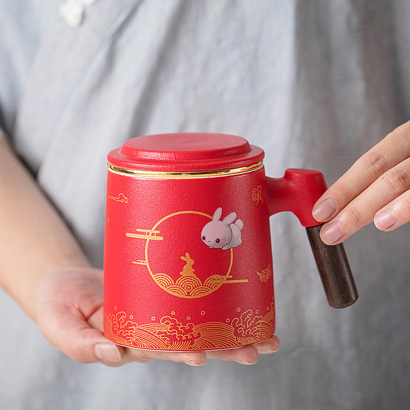 Cốc văn phòng cao cấp cốc trà gốm cá nhân quà tặng sang trọng dành cho các nhà lãnh đạo và người lớn tuổi cốc nước gốm quà tặng