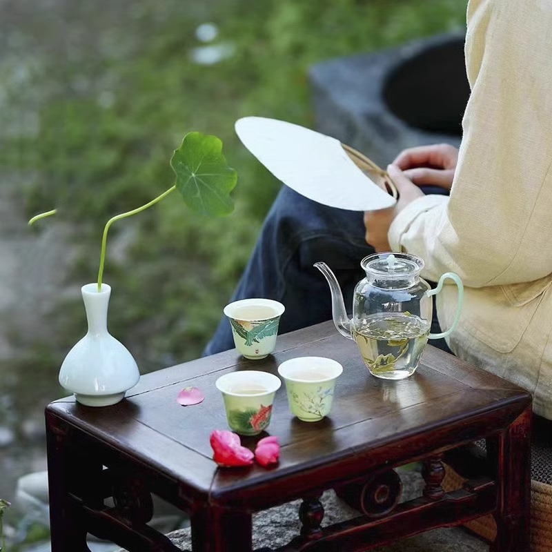 Bộ ấm trà thủy tinh dày có Borosilicat cao ấm pha trà cao cấp sang trọng nhẹ gia dụng hộp quà tách trà Kung Fu nhỏ ngoài trời