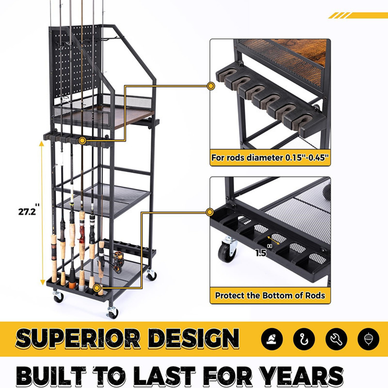 Kệ để đồ câu cá và dụng cụ câu 3 tầng bằng thép XP002 giá để cần câu đồ câu cá