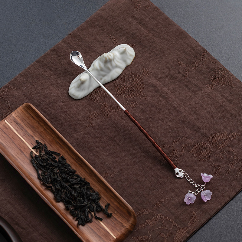 Phụ kiện hợp kim gia dụng, thìa trà tay cầm dài, thìa trà, thìa trà, nghệ thuật trà, pha trà Kung Fu cách nhiệt bằng kim loại