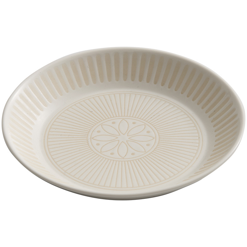 Đĩa gốm sứ Đức Hoa cao cấp in hình chạm nổi đĩa sâu Đĩa nông Bộ đồ ăn kiểu Nhật đồ ăn nghệ thuật đĩa bày món ăn gia dụng