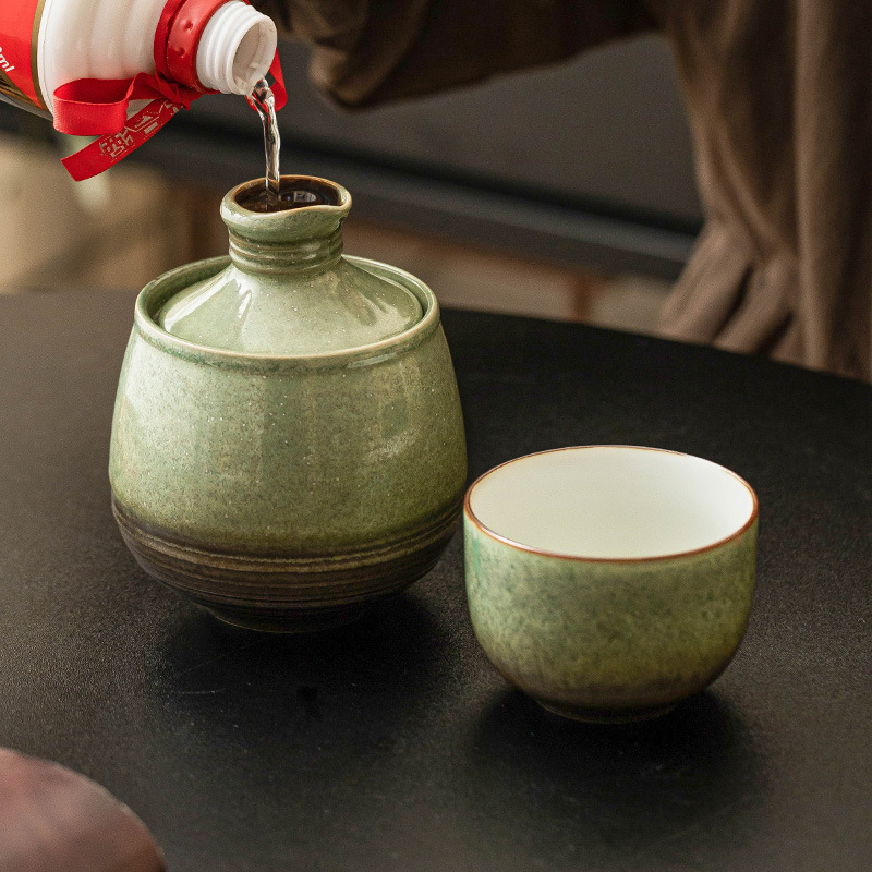 Đồ hâm rượu bằng gốm biến đổi lò nung bầu trời đầy sao màu xanh lá cây bình đun rượu nóng bình đun rượu gia dụng bình đun rượu