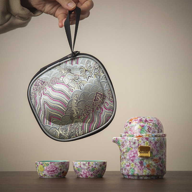 Bộ đồ uống trà cốc trà cầm tay bộ đồ du lịch một người đi chơi túi xách ấm pha trà cốc khách nhanh nữ sinh giá trị cao