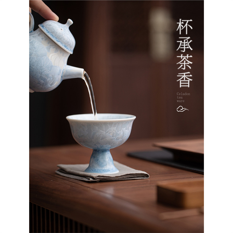 Bộ tách trà cao cấp tráng men pha lê kiểu Trung Quốc Bộ đồ trà Kung Fu Bộ ấm chén hoa băng làm quà tặng