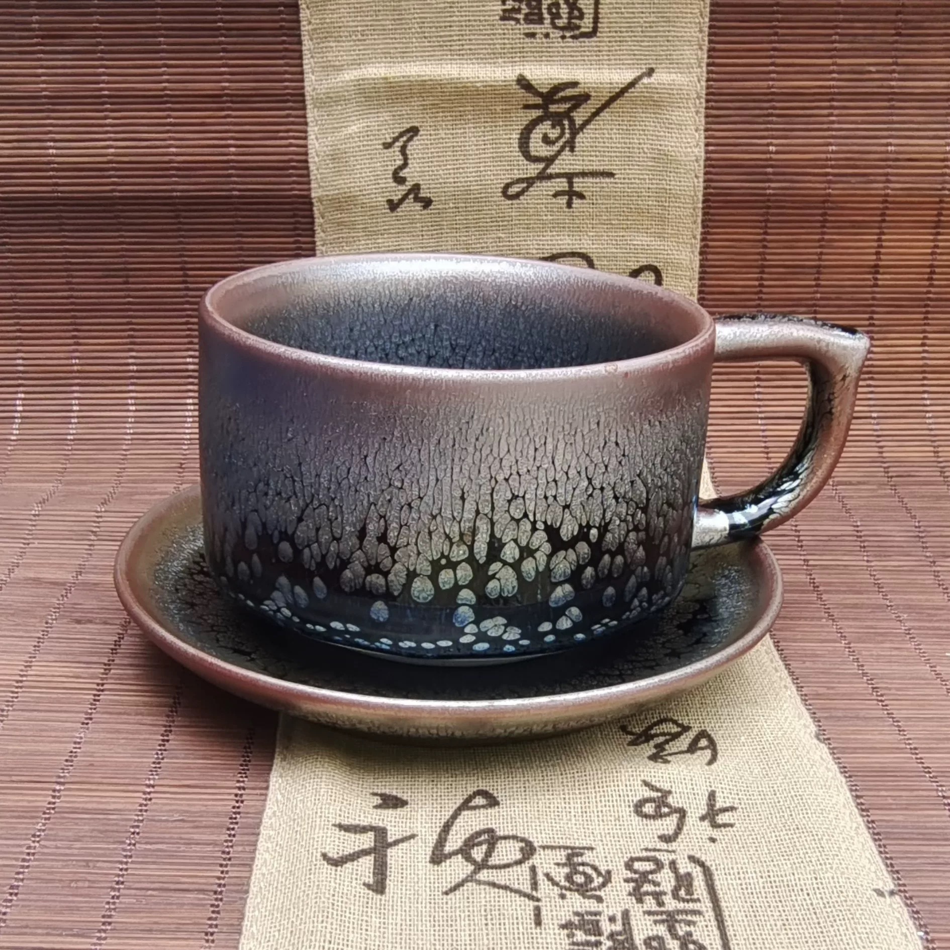Cốc trà Jianzhan, cốc chủ nhân, lốp sắt, men quặng thô, cốc chủ nhân thủ công, cốc đơn, bộ trà cá nhân, cốc cà phê giọt dầu