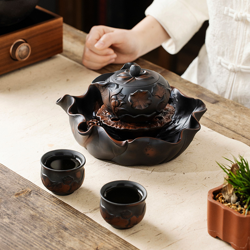 Ấm pha trà gốm tím, ấm một tay cầm, ấm pha trà gốm sứ, ấm pha trà gia dụng không nóng dung tích lớn, dụng cụ pha trà Kung Fu