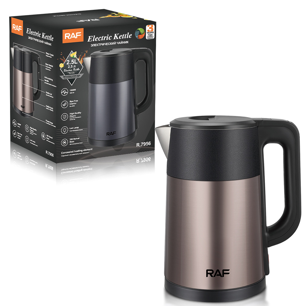 Bán buôn tiêu chuẩn Châu Âu Ấm đun nước nhanh 2.2L Ấm đun nước tự động tắt nguồn gia dụng Ấm đun nước điện bằng thép không gỉ R.7956