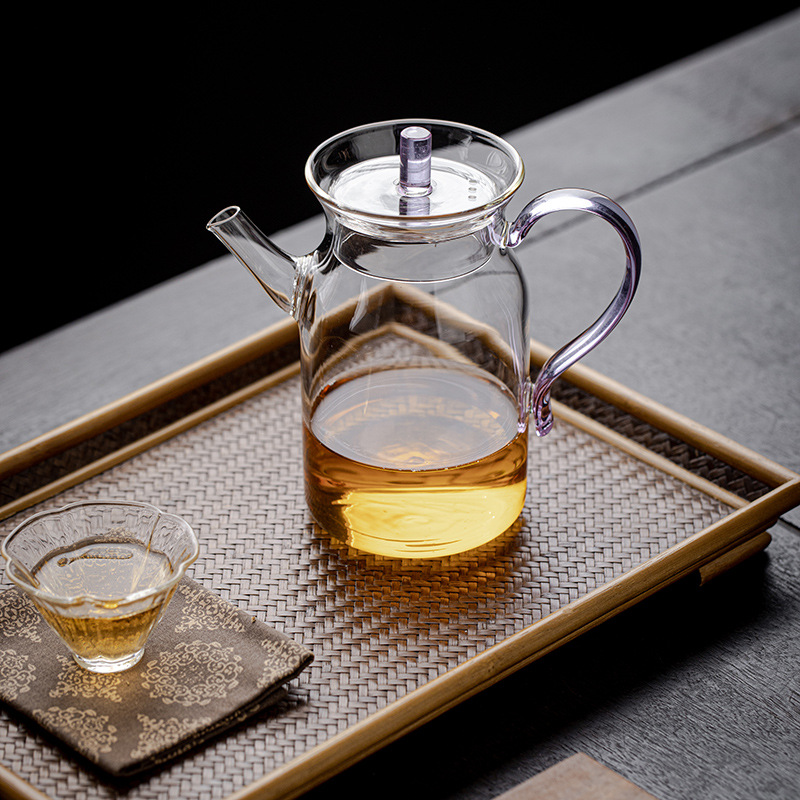 Ấm trà lọc có lỗ bóng cổ kiểu Nhật ấm trà ấm trà ấm trà pha trà xanh đỏ trong suốt có nắp ấm tay cầm Kèn nhỏ