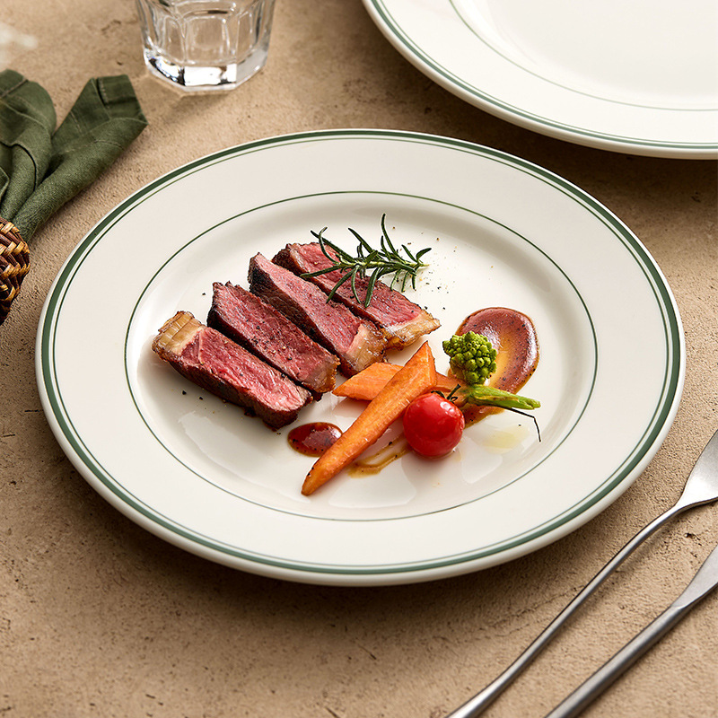 Mỹ Dezhou chịu nhiệt độ cao đĩa gốm nhà hàng phương Tây lò nướng đặc biệt đĩa bít tết tomahawk bít tết khô hấp rau cá đĩa