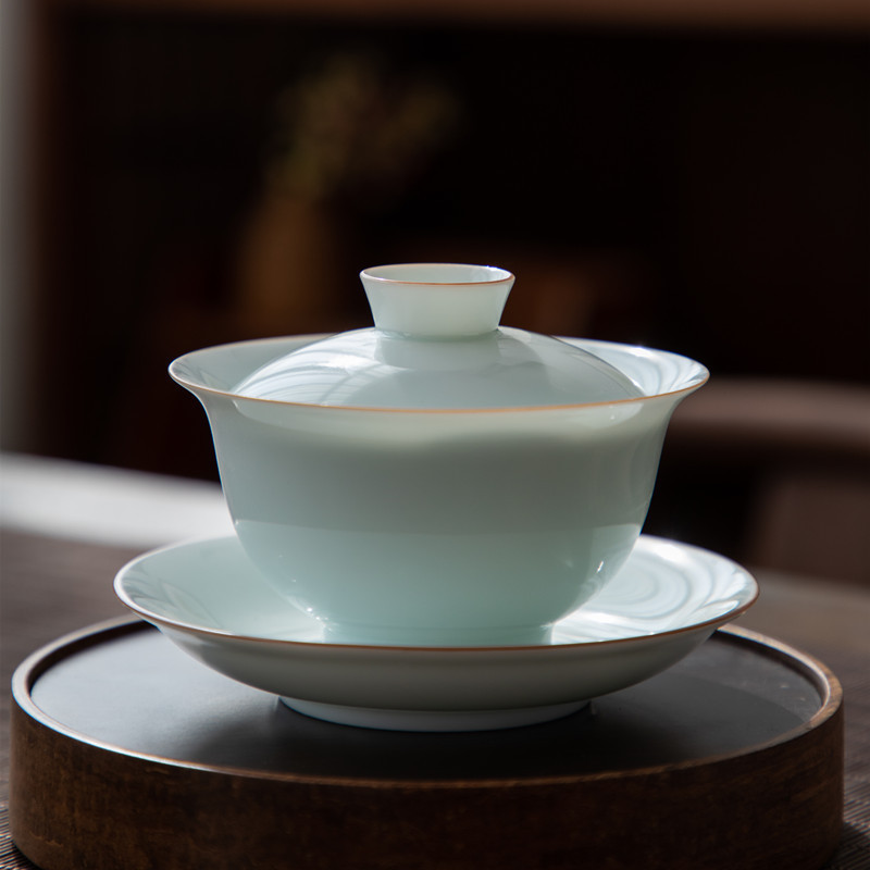 Jingdezhen Yingqing Sancai Bát trà Cốc trà Bộ trà Kung Fu gia dụng đơn chống bỏng Lốp mỏng Cốc pha trà Bán buôn