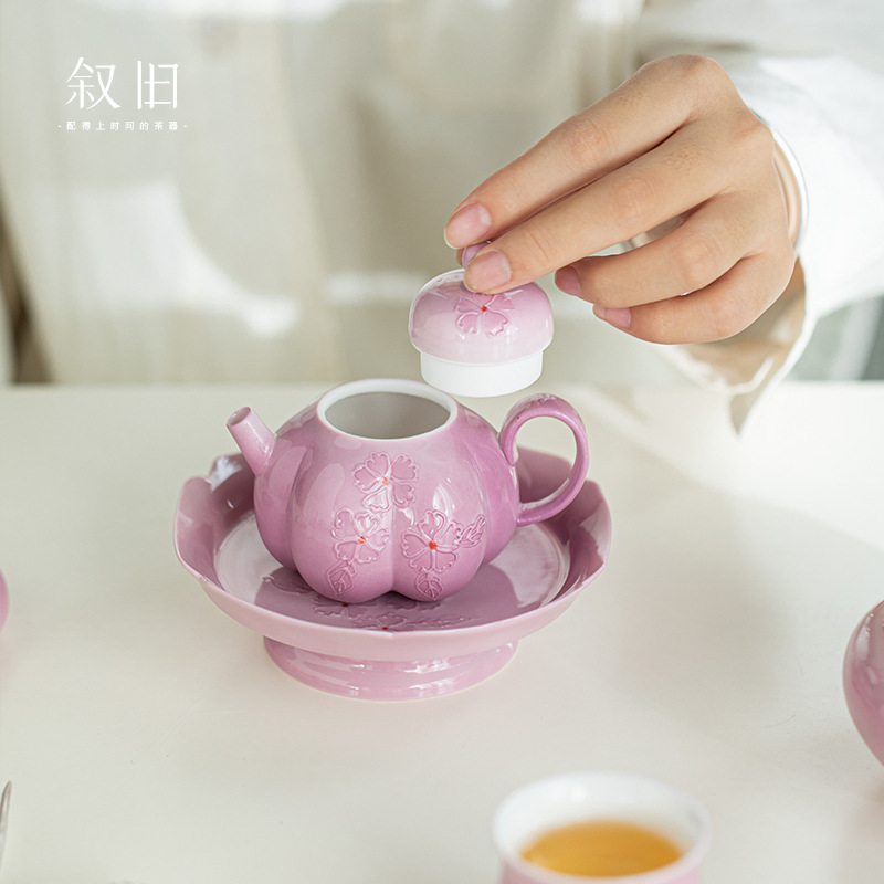 Arita-yaki vẽ tay hoa ấm trà Kung Fu Trung Quốc bộ trà gốm sứ bộ trà đặc biệt của phụ nữ nhỏ đơn nồi